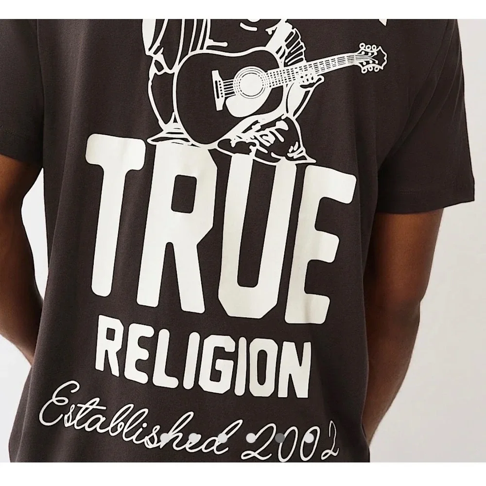 True Religion Mens Buddha Patch Rinse Tee Dark Brown World Tour XXL 109553